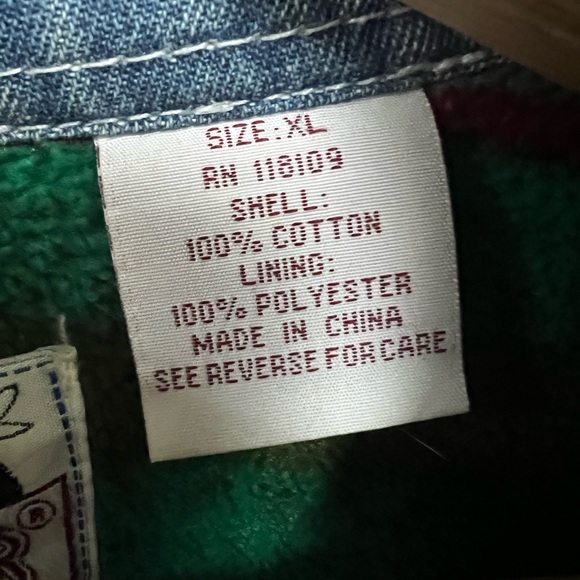 Vintage Reservoir Sportswear Jacket Men XL Jean Denim Flannel Lined Work Shacket - Picture 4 of 13